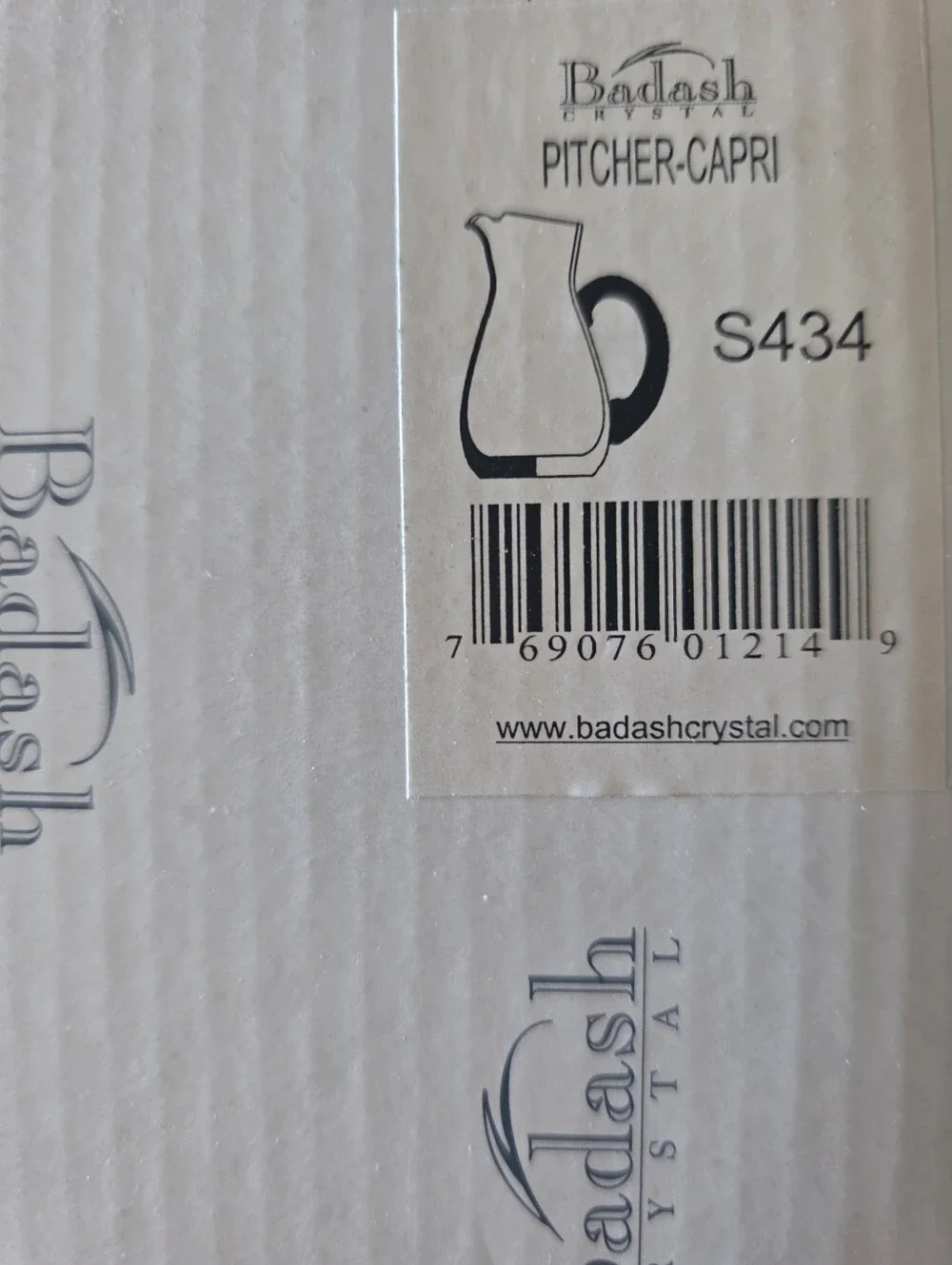 Badash Zeus Crystal Glass Water Beverage Pitcher, 36 oz